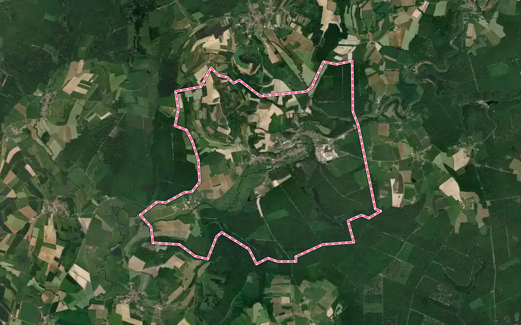 Vue satellite de Monthureux-sur-Saône avec ses contours administratifs