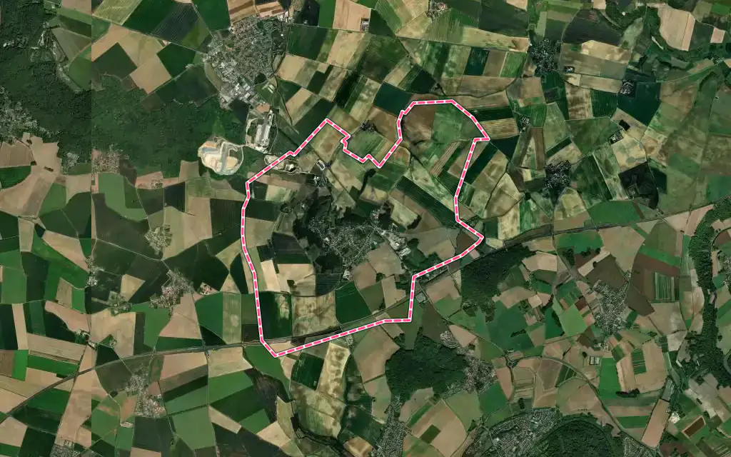 Vue satellite de Monthyon avec ses contours administratifs
