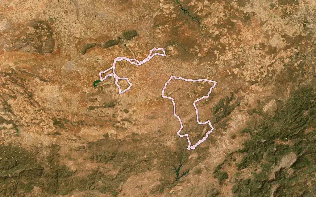 Vista satélite de Montiel con su contorno administrativo