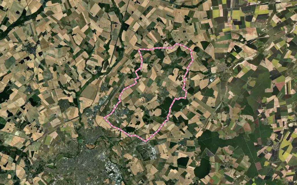 Vue satellite de Montierchaume avec ses contours administratifs