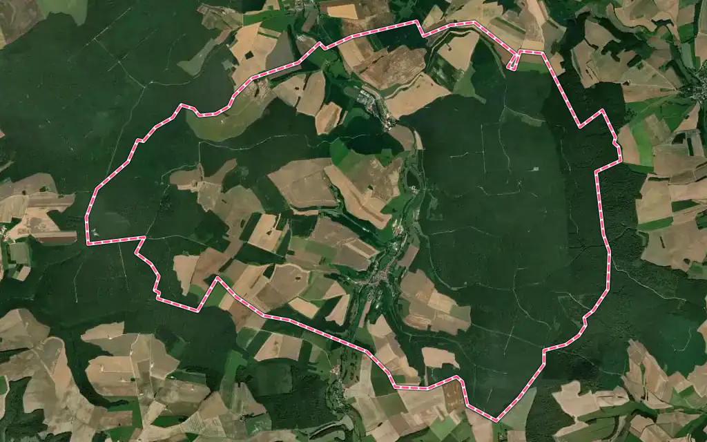 Vue satellite de Montiers-sur-Saulx avec ses contours administratifs