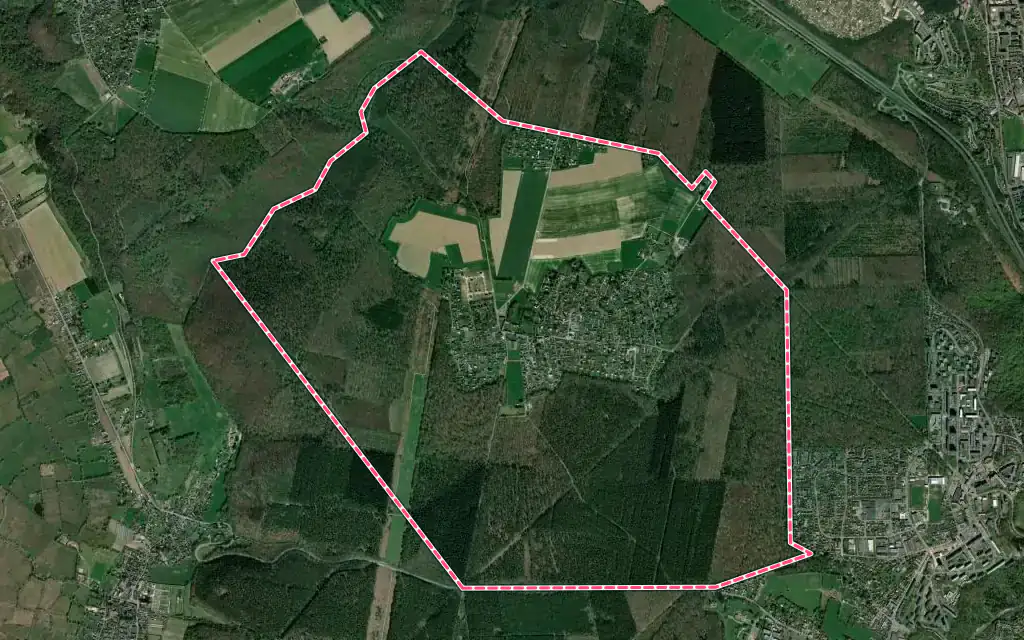 Vue satellite de Montigny avec ses contours administratifs