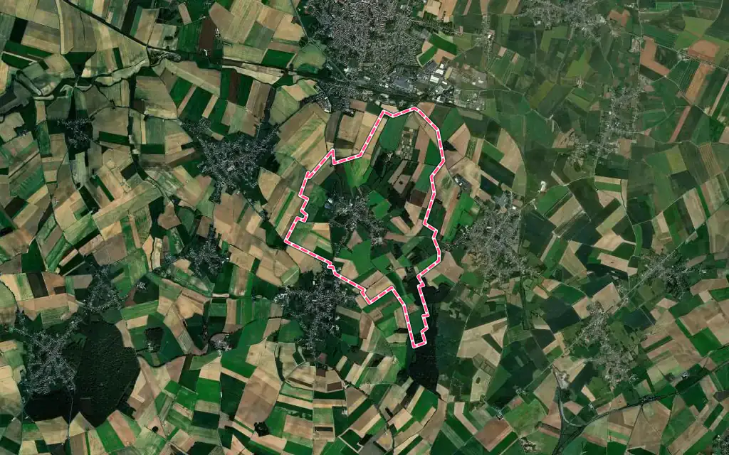 Vue satellite de Montigny-en-Cambrésis avec ses contours administratifs