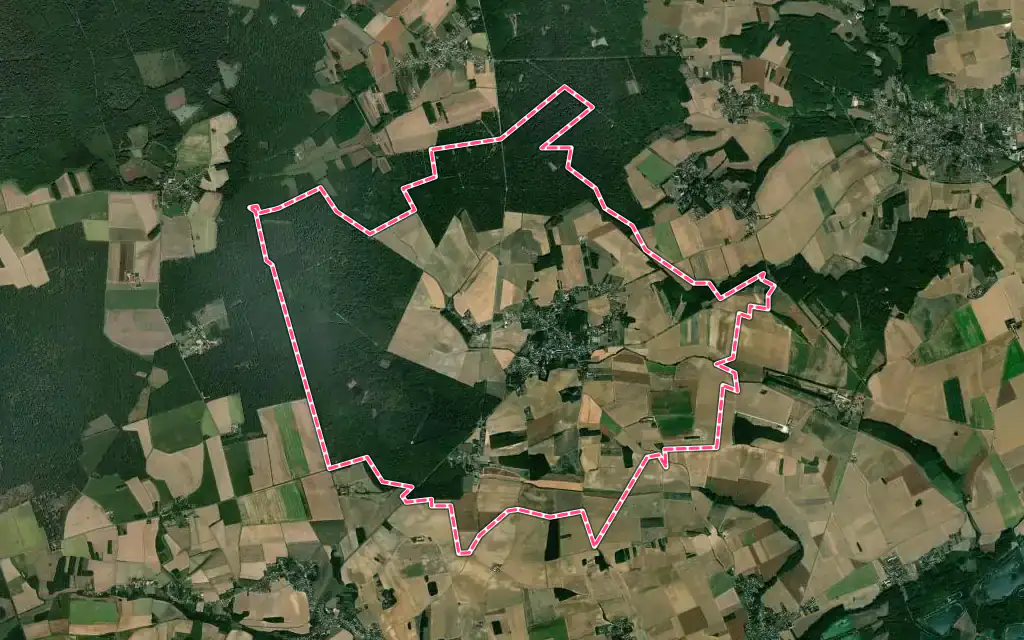 Vue satellite de Montigny-Lencoup avec ses contours administratifs