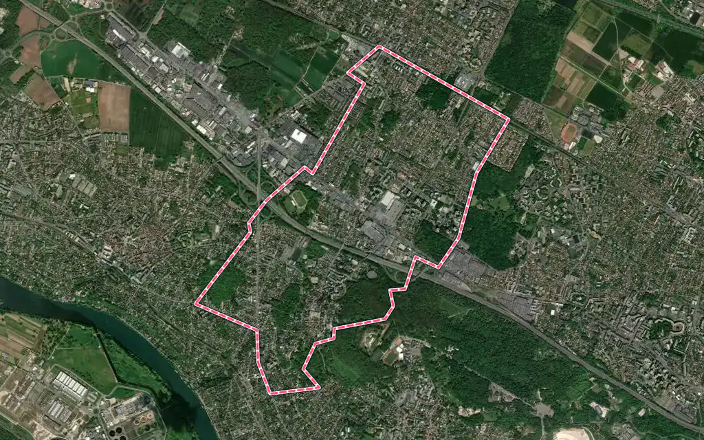 Vue satellite de Montigny-lès-Cormeilles avec ses contours administratifs