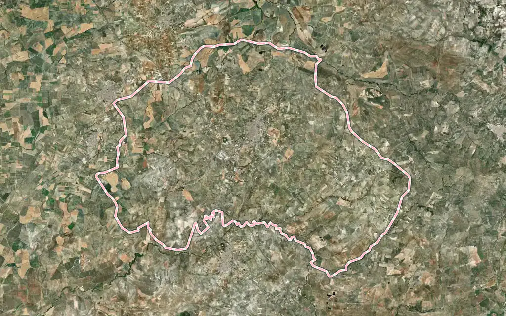 Vista satélite de Montilla con su contorno administrativo