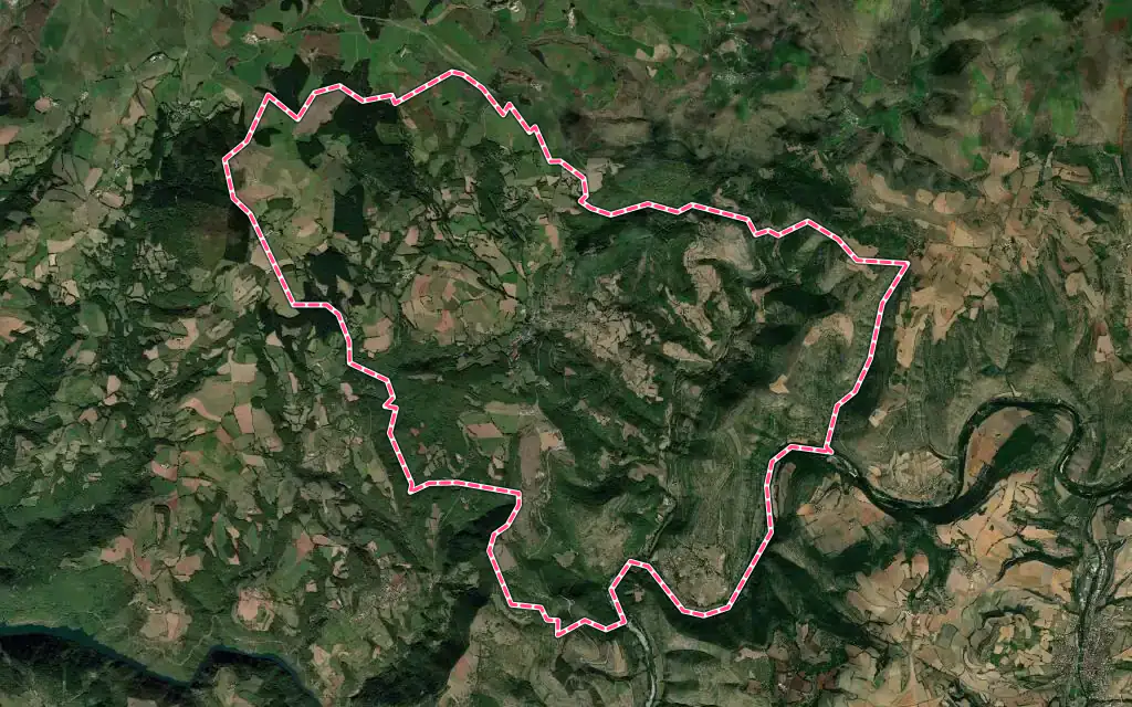 Vue satellite de Montjaux avec ses contours administratifs