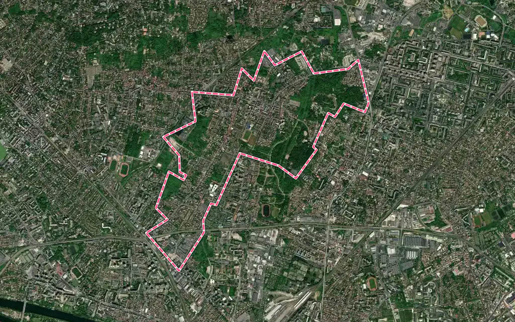Vue satellite de Montmagny avec ses contours administratifs