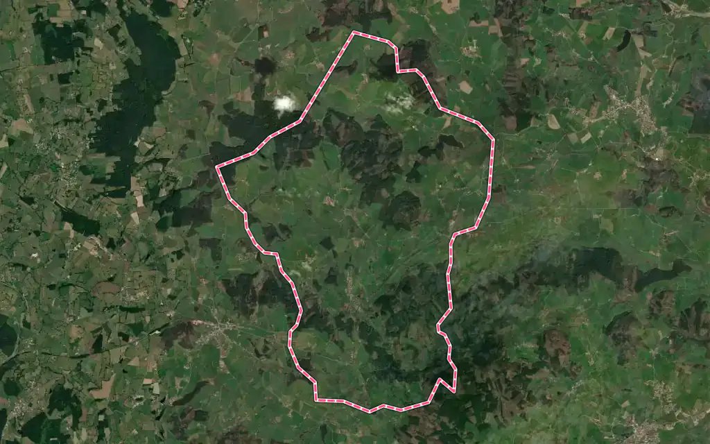 Vue satellite de Montmelard avec ses contours administratifs