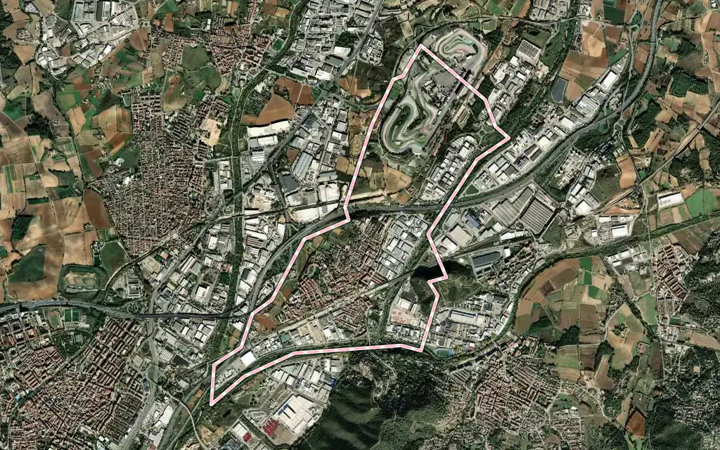 Vista satélite de Montmeló con su contorno administrativo