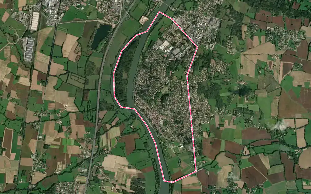 Vue satellite de Montmerle-sur-Saône avec ses contours administratifs