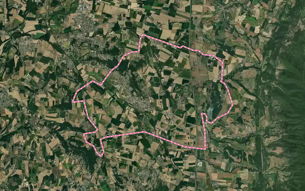 Vue satellite de Montmeyran avec ses contours administratifs
