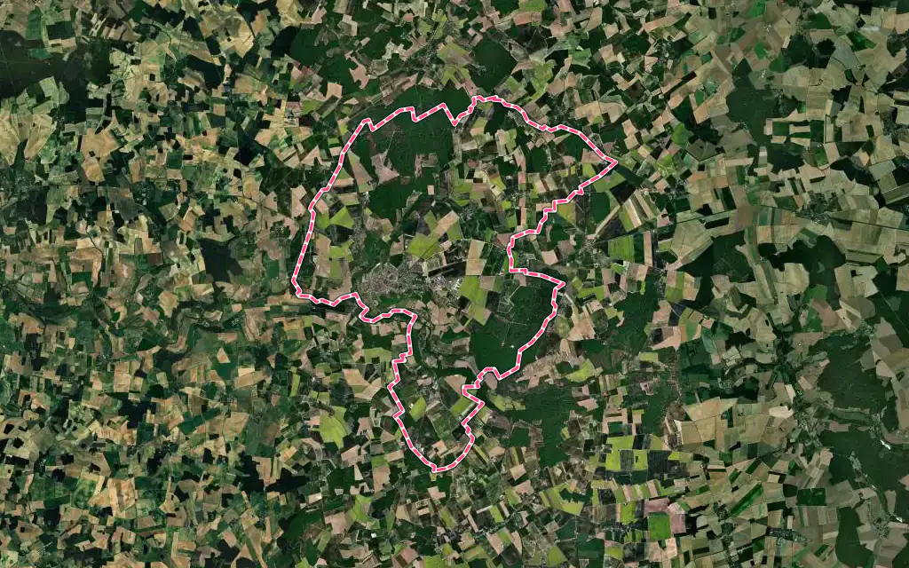Vue satellite de Montmirail avec ses contours administratifs