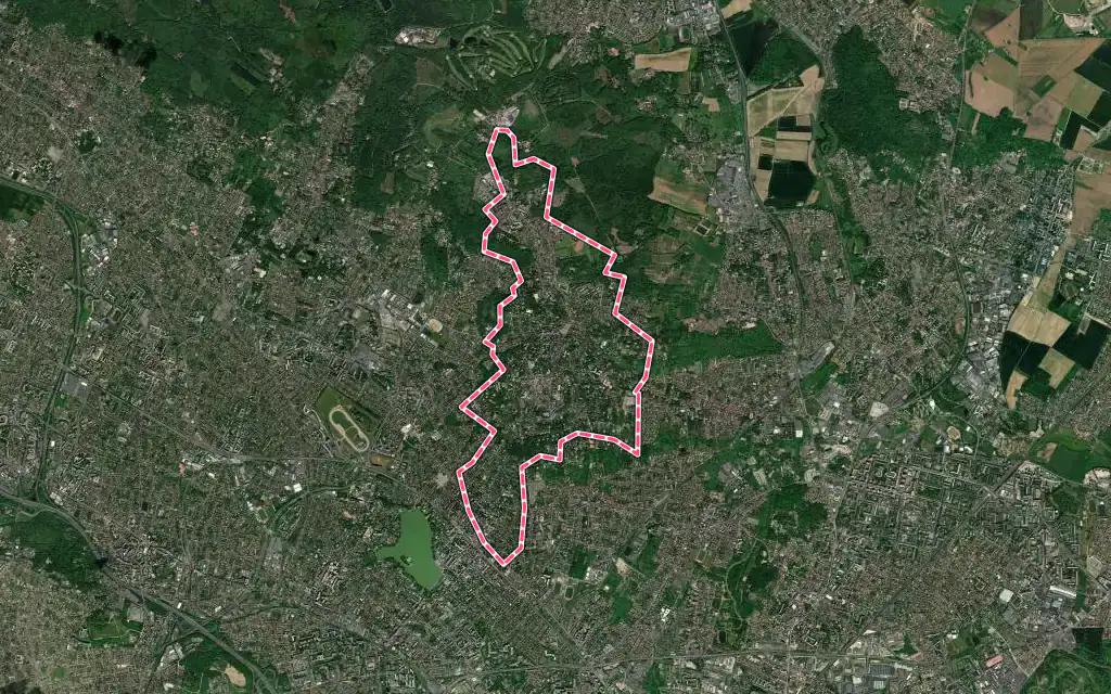 Vue satellite de Montmorency avec ses contours administratifs