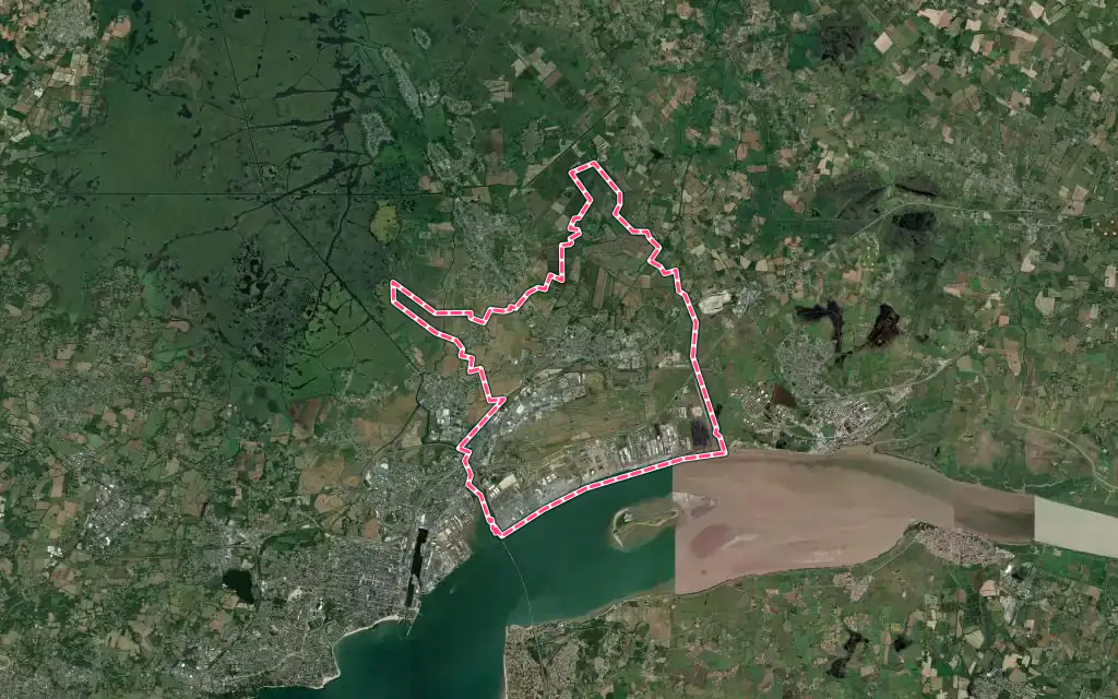 Vue satellite de Montoir-de-Bretagne avec ses contours administratifs