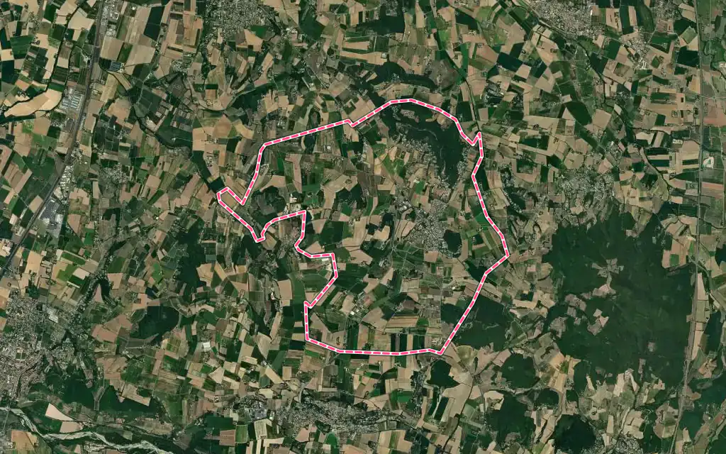 Vue satellite de Montoison avec ses contours administratifs