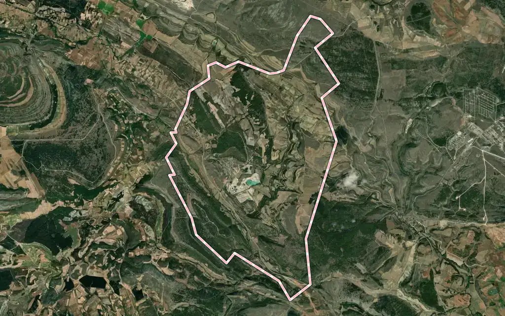 Vista satélite de Montorio con su contorno administrativo