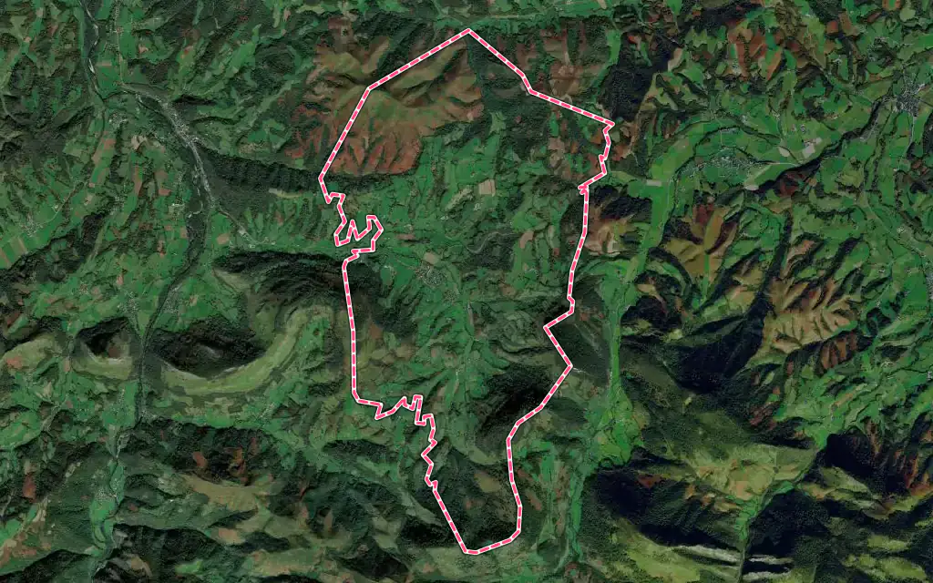Vue satellite de Montory avec ses contours administratifs