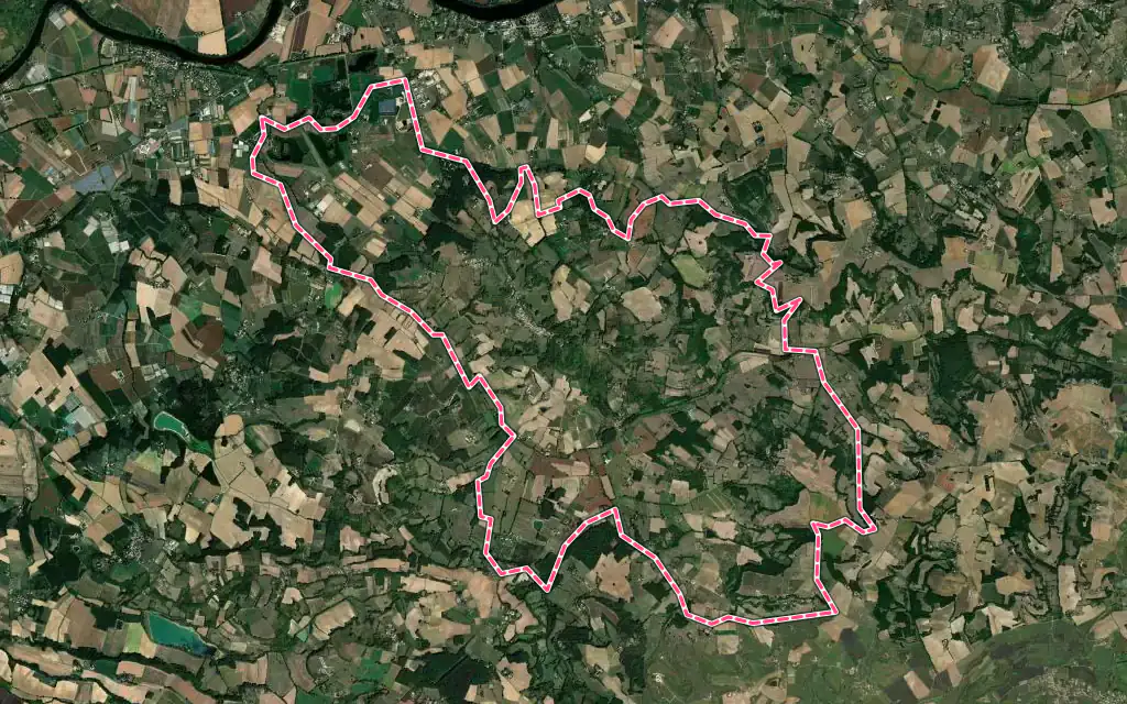 Vue satellite de Montpezat avec ses contours administratifs