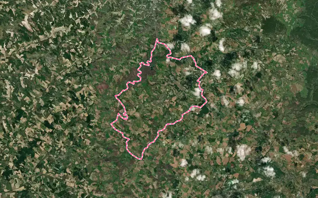 Vue satellite de Montpezat-de-Quercy avec ses contours administratifs