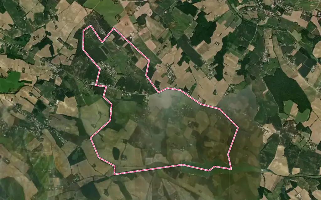 Vue satellite de Montpitol avec ses contours administratifs