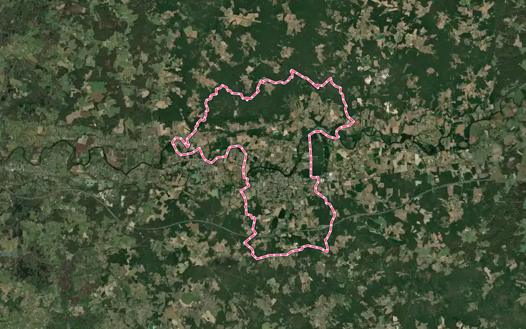 Vue satellite de Montpon-Ménestérol avec ses contours administratifs