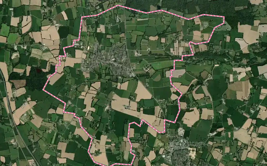 Vue satellite de Montreuil-le-Gast avec ses contours administratifs