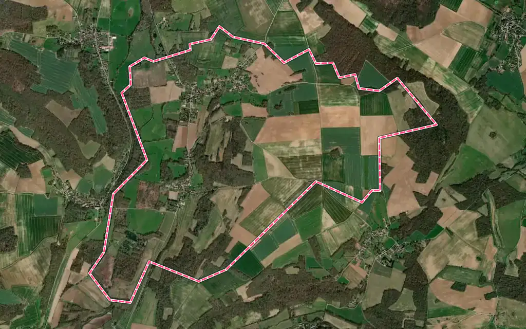 Vue satellite de Montreuil-sur-Epte avec ses contours administratifs