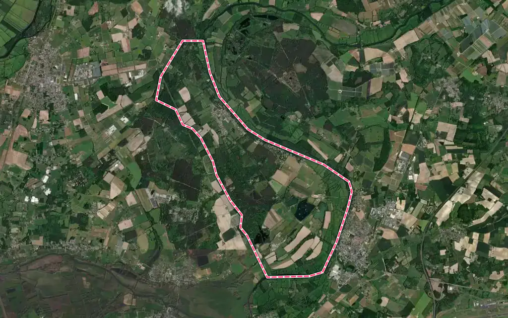 Vue satellite de Montreuil-sur-Loir avec ses contours administratifs