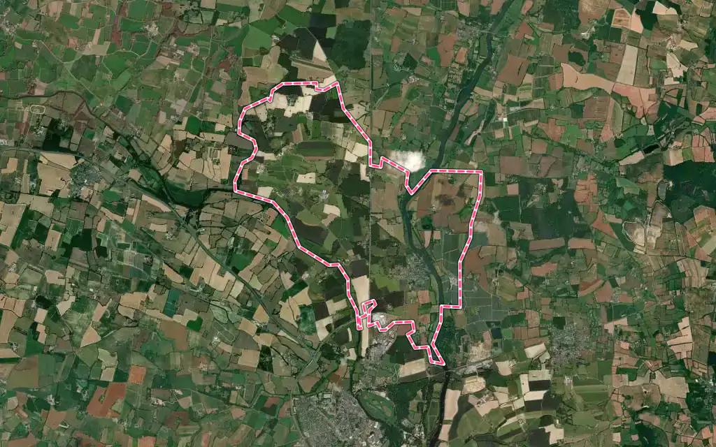 Vue satellite de Montreuil-sur-Maine avec ses contours administratifs