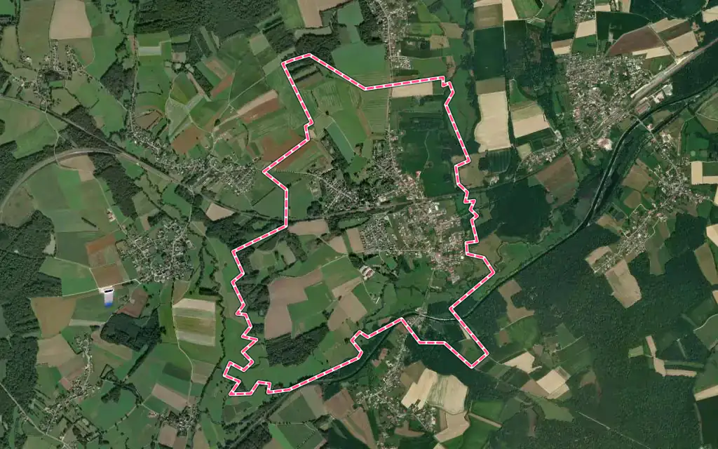 Vue satellite de Montreux-Château avec ses contours administratifs