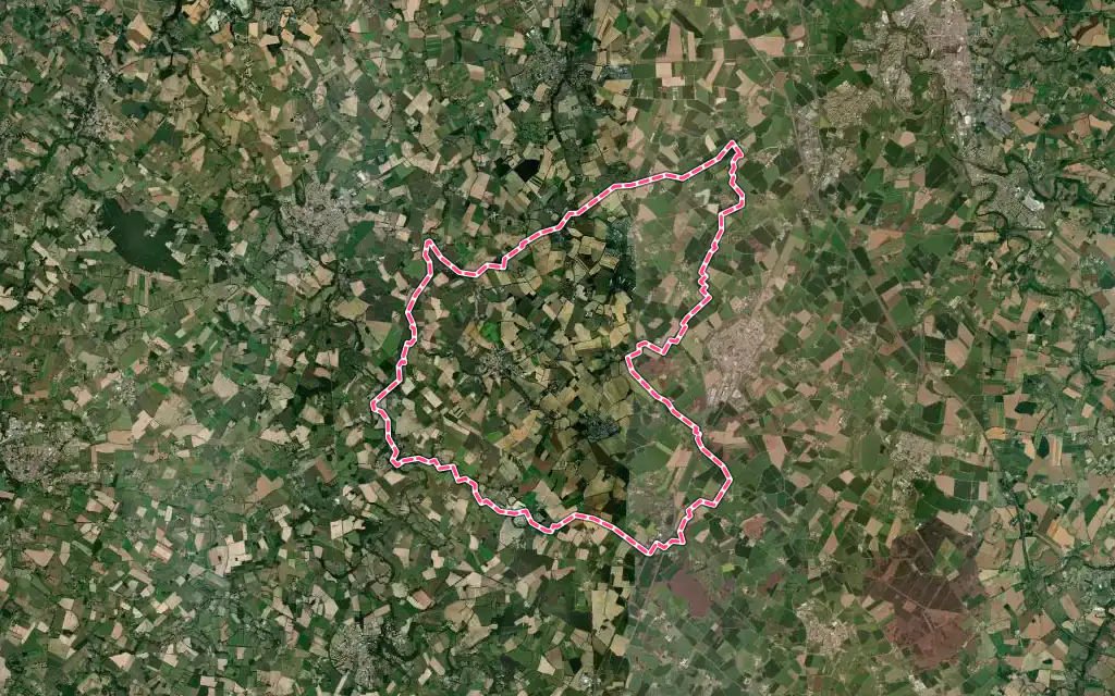 Vue satellite de Montréverd avec ses contours administratifs