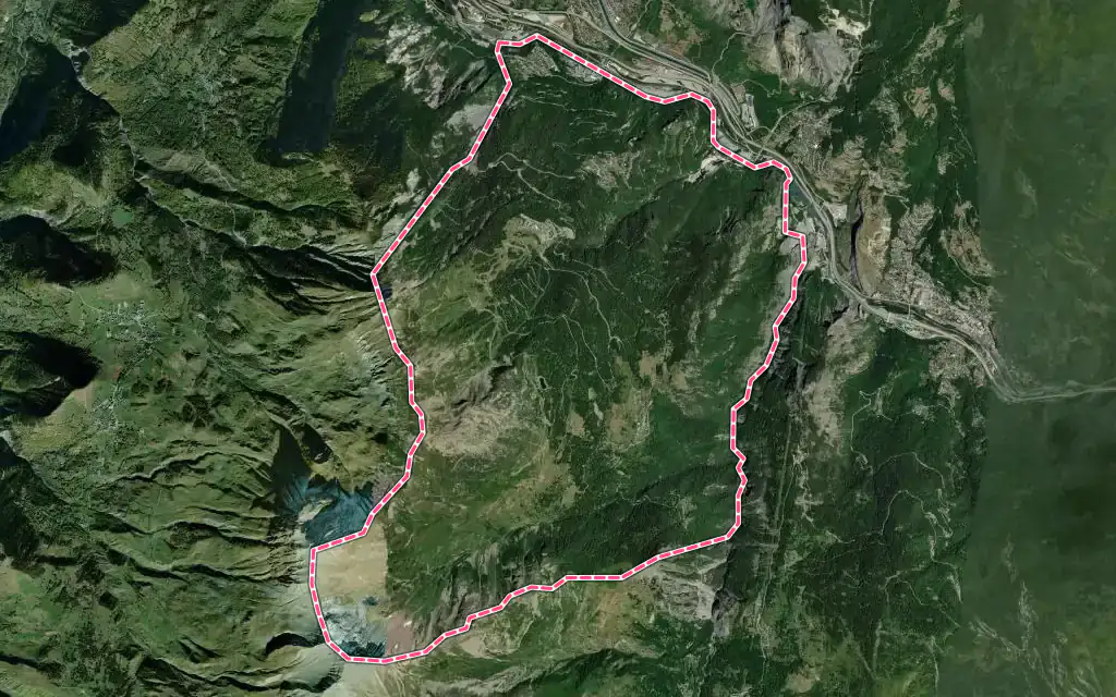 Vue satellite de Montricher-Albanne avec ses contours administratifs