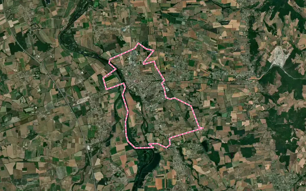 Vue satellite de Montrond-les-Bains avec ses contours administratifs