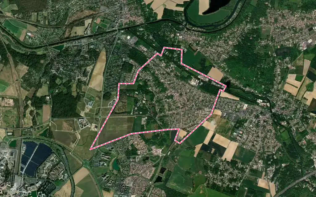 Vue satellite de Montry avec ses contours administratifs