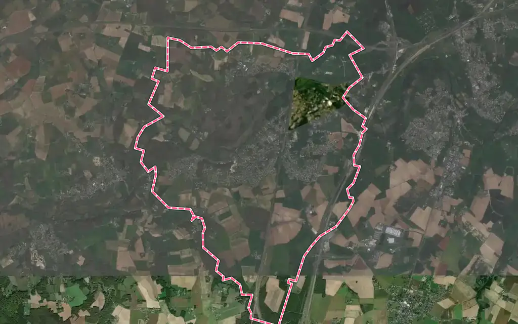 Vue satellite de Monts avec ses contours administratifs