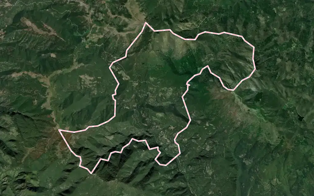 Vista satélite de Montseny con su contorno administrativo