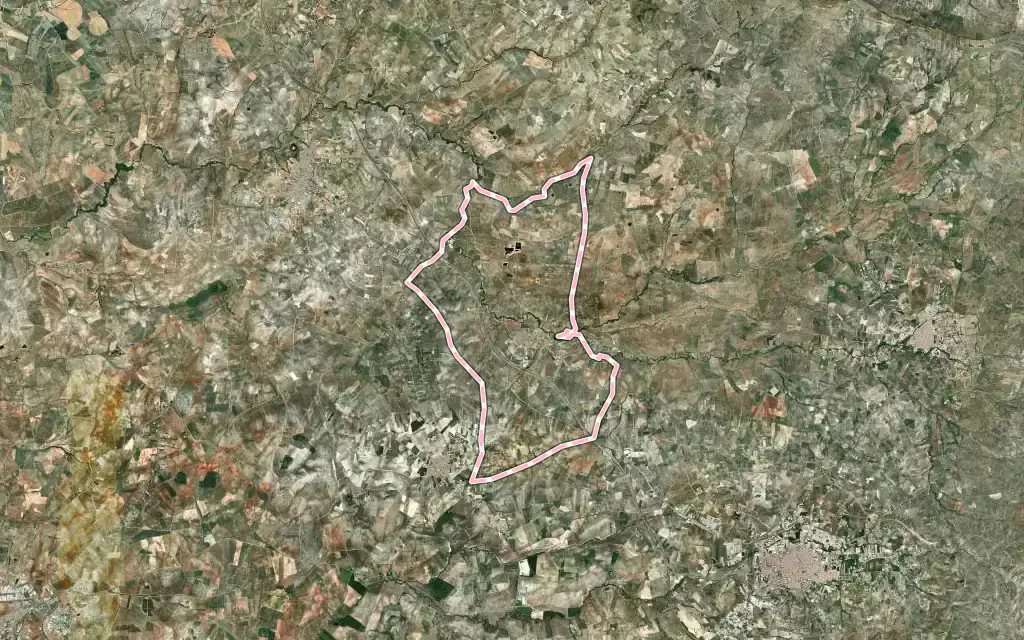Vista satélite de Monturque con su contorno administrativo