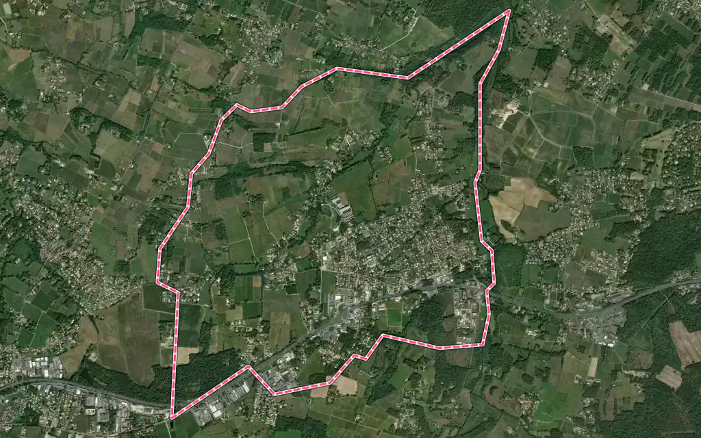 Vue satellite de Montussan avec ses contours administratifs
