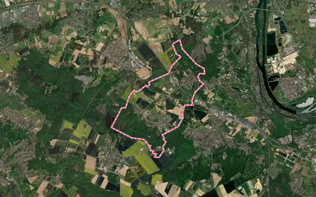 Vue satellite de Morainvilliers avec ses contours administratifs