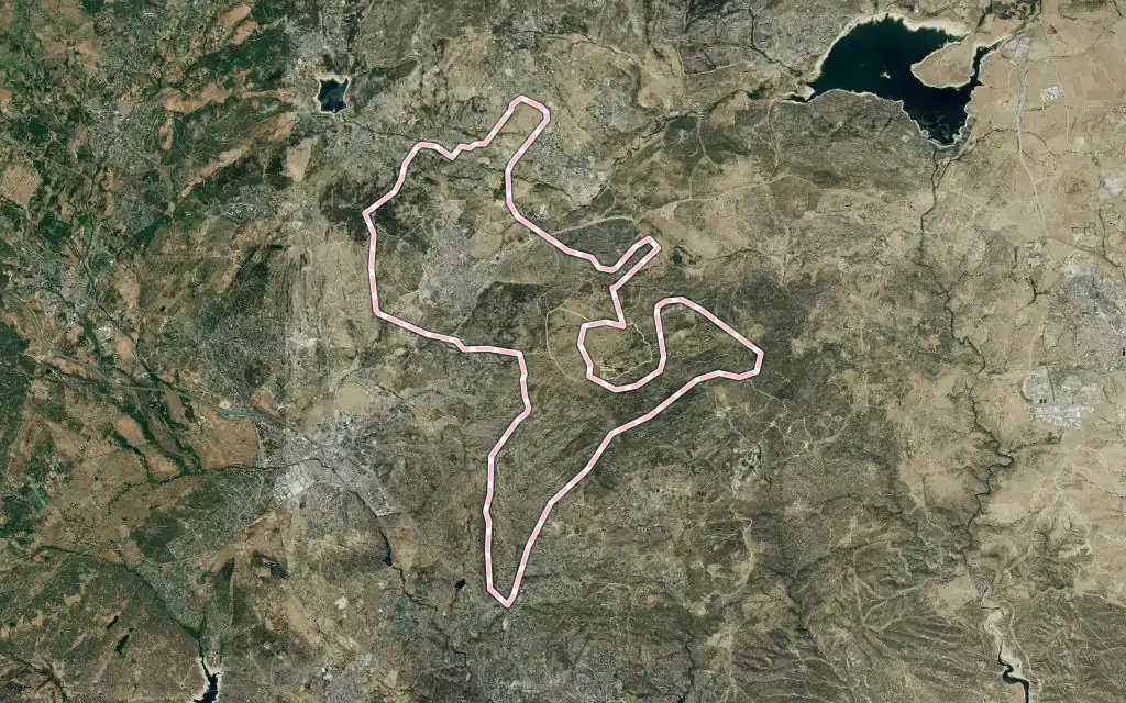 Vista satélite de Moralzarzal con su contorno administrativo