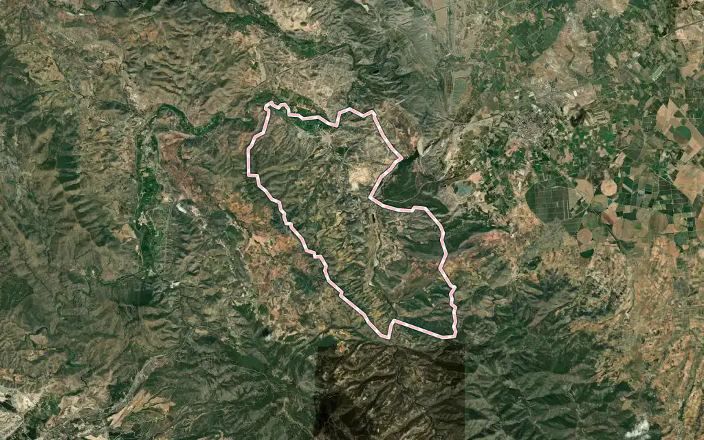 Vista satélite de Morata de Jalón con su contorno administrativo