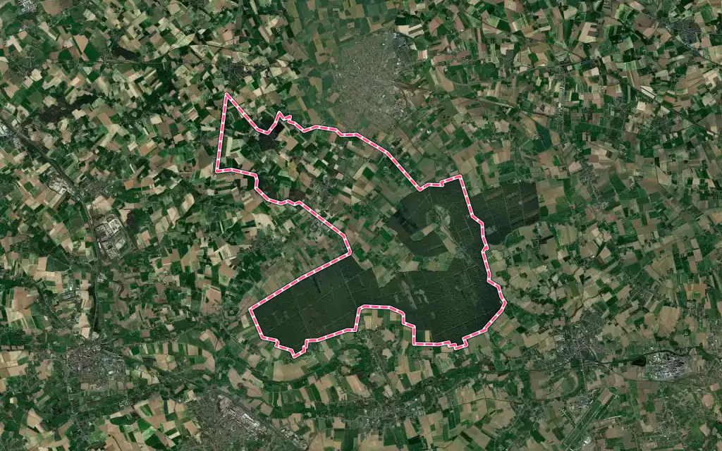 Vue satellite de Morbecque avec ses contours administratifs