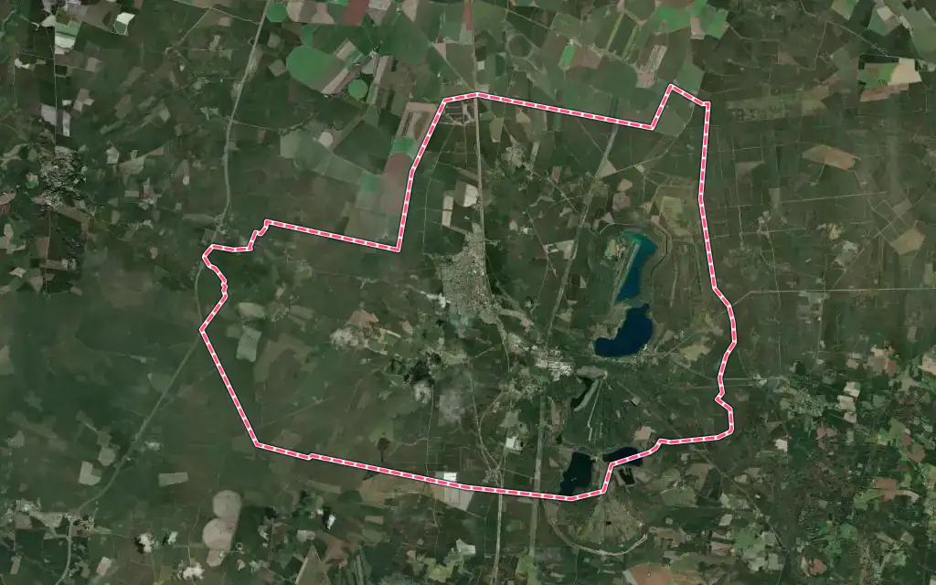 Vue satellite de Morcenx-la-Nouvelle avec ses contours administratifs