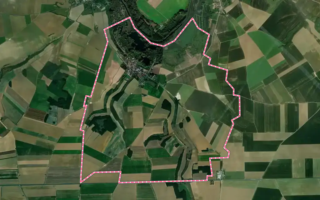 Vue satellite de Morcourt avec ses contours administratifs