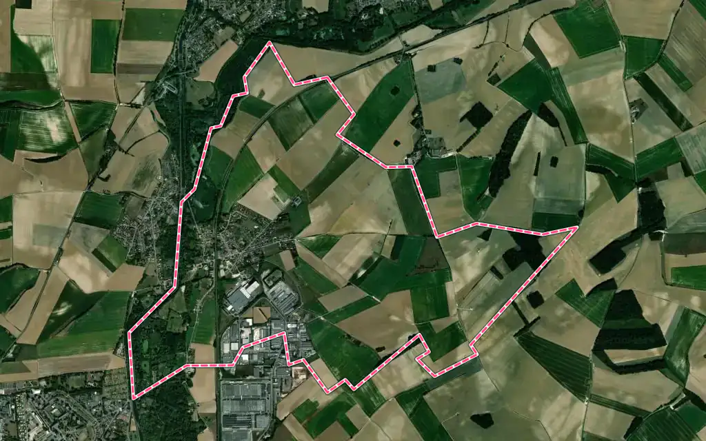 Vue satellite de Morcourt avec ses contours administratifs
