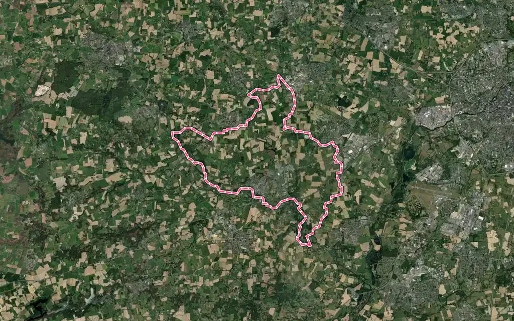 Vue satellite de Mordelles avec ses contours administratifs
