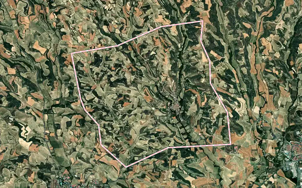 Vista satélite de Moreda de Álava / Moreda Araba con su contorno administrativo