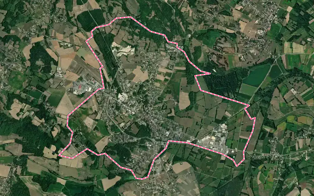 Vue satellite de Morestel avec ses contours administratifs