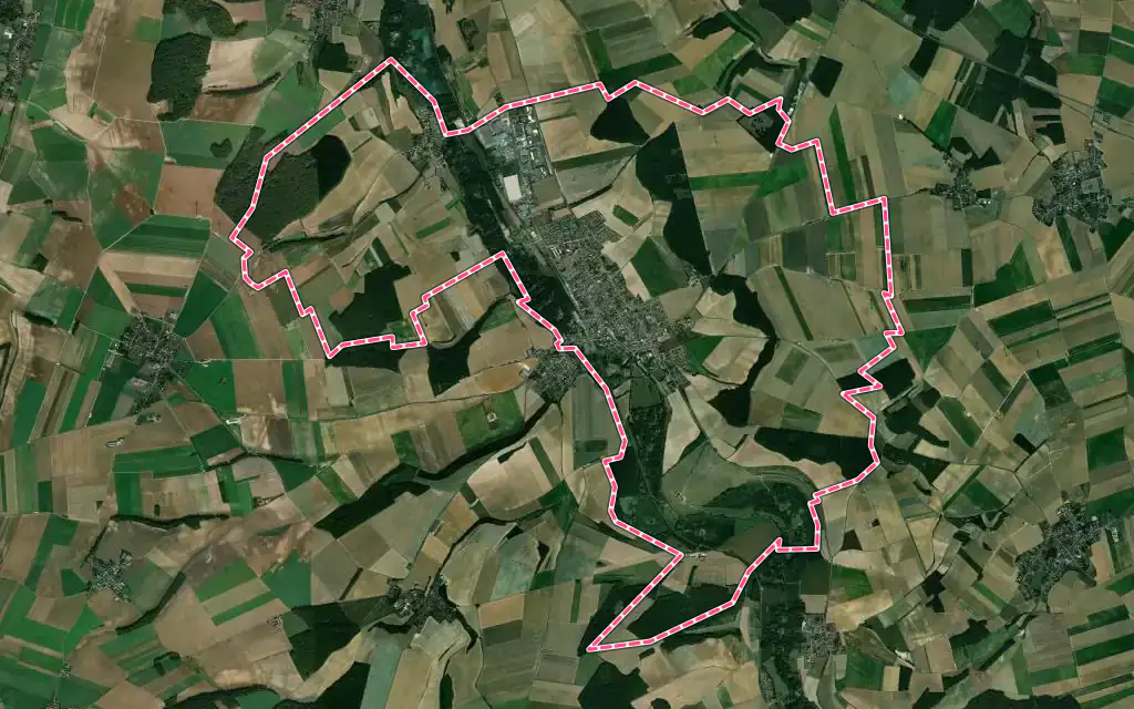 Vue satellite de Moreuil avec ses contours administratifs